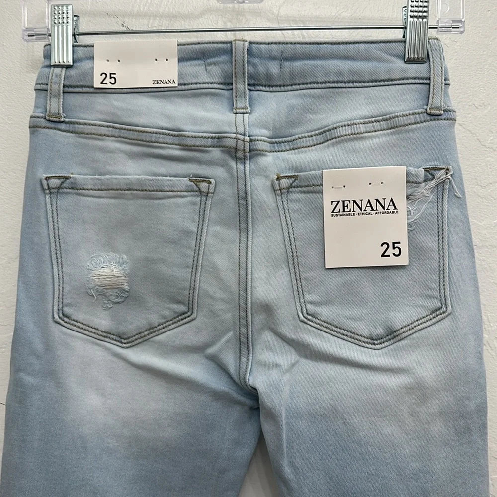Distressed Super Light Wash Skinny Zenana Denim Pants